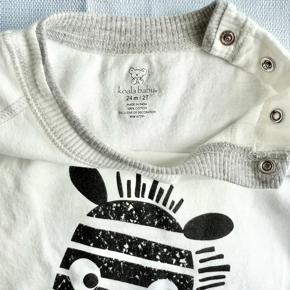 Adorable Zebra Print Koala Baby Long-sleeve Onesie
